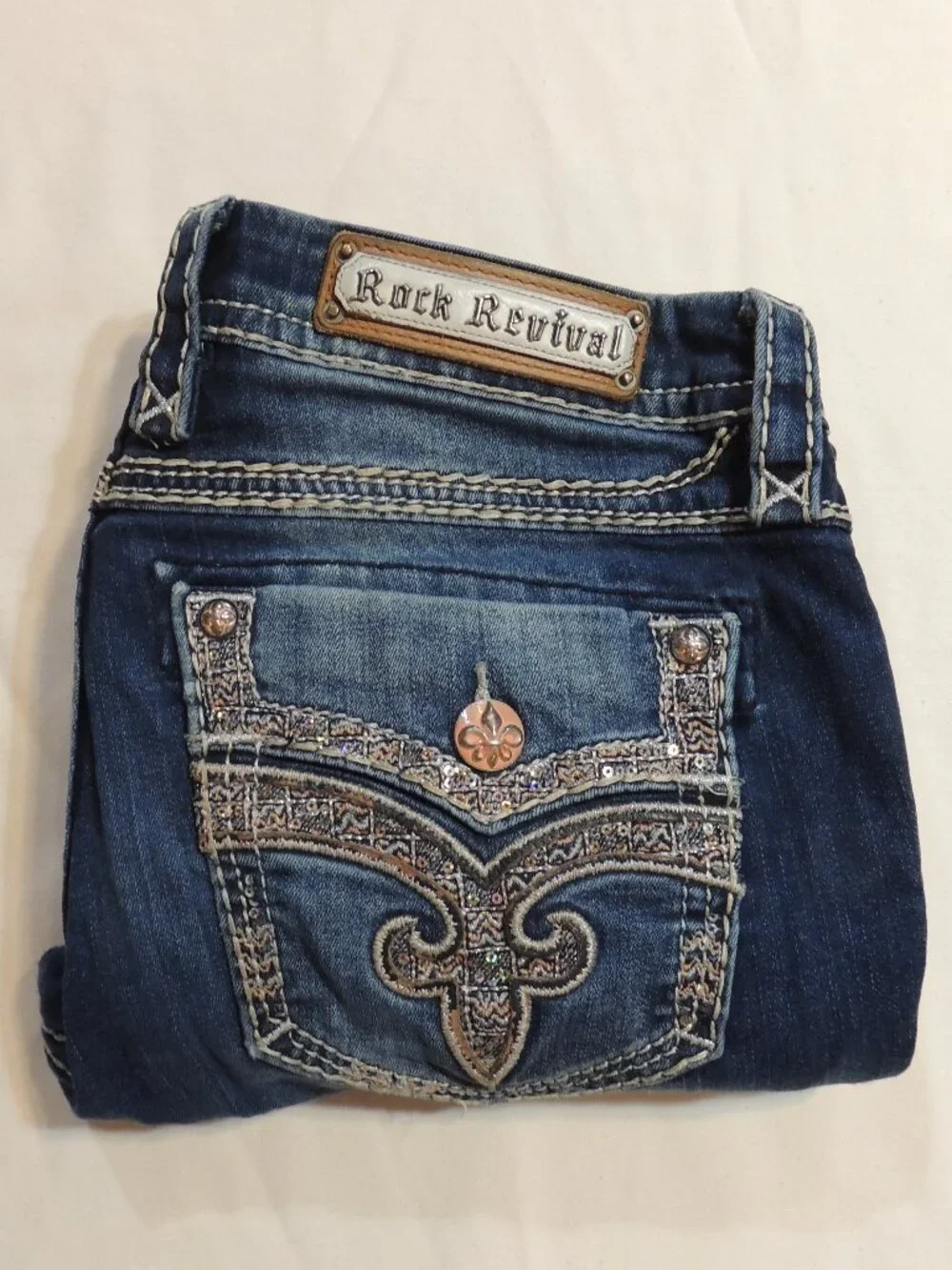 Rock Revival Vaness Skinny Jeans Woman 31 Pockets Blue Denim Jeans